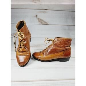 Vero Cuoio Booties 36 EU Brown Leather Made in Italy Lace Up US sz 5.5 Vintage